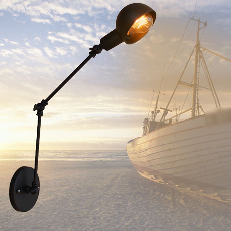 Industrial Style Metal Wall Light Long Arm Black Wall Sconce for Living Room