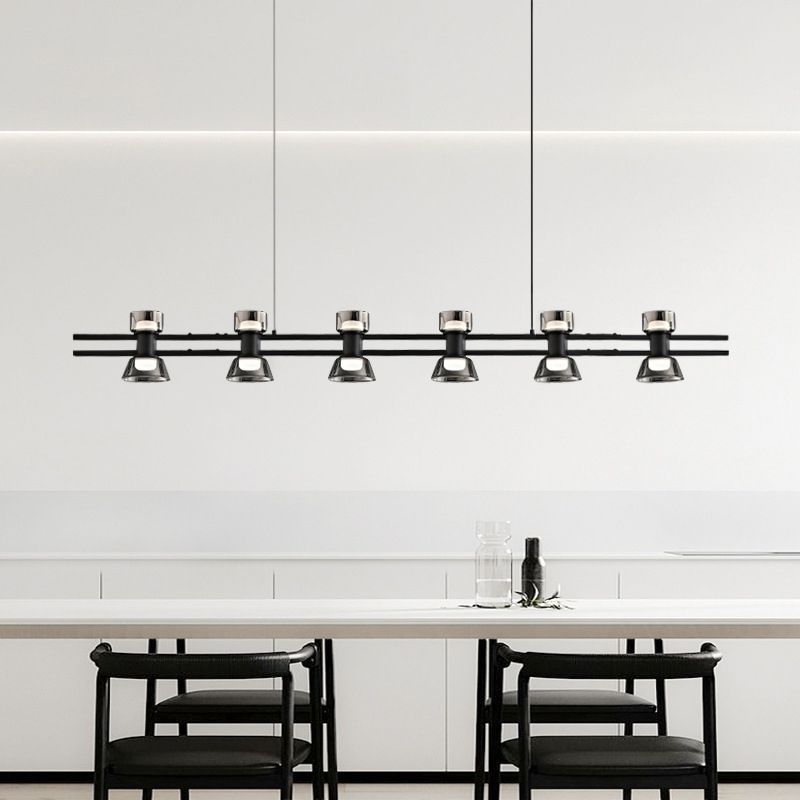 Contemporary Glass LED Hanging Pendant Lights in Black for Dining Room