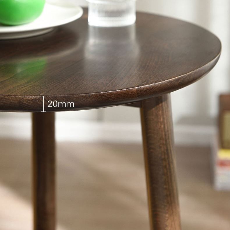 Solid Wood Round Top Side Table 23.6" Tall 3 Legs End Table with Shelf