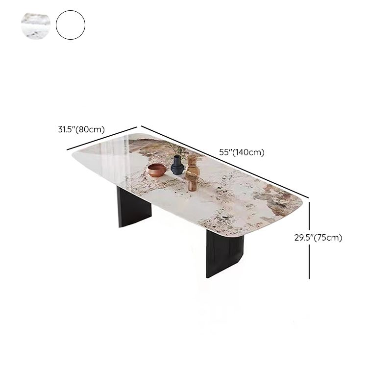 Modern Rectangle Table Sintered Stone Dining Table with Metal Legs