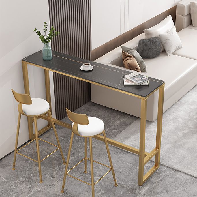 Indoor Stone and Steel Bar/Dinette Table Rectangle Industrial Trestle Bistro Bar Desk