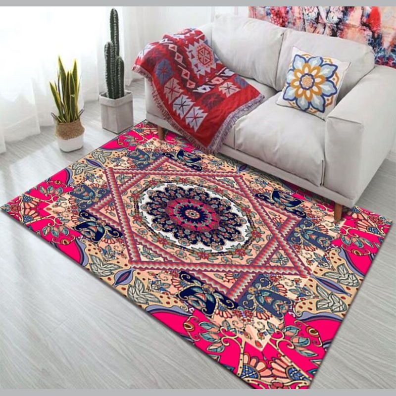 Rapis bohème jaune Polyester Flowers Area Rapis Nom-Slip Backing Tapis pour salon