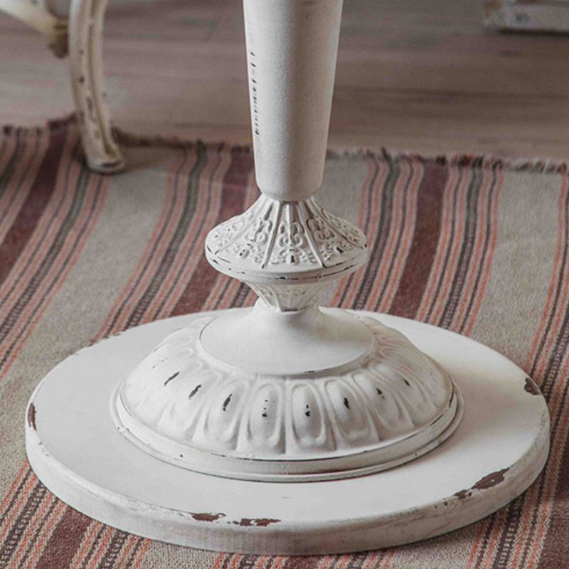 French Country Solid Wood Round Metal Pedestal Single Coffee Table