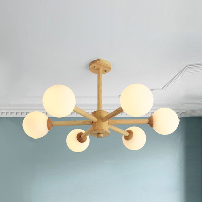 Luces colgantes de rama esférica múltiple de luz Modern Wood Lighting para estudio para estudiar