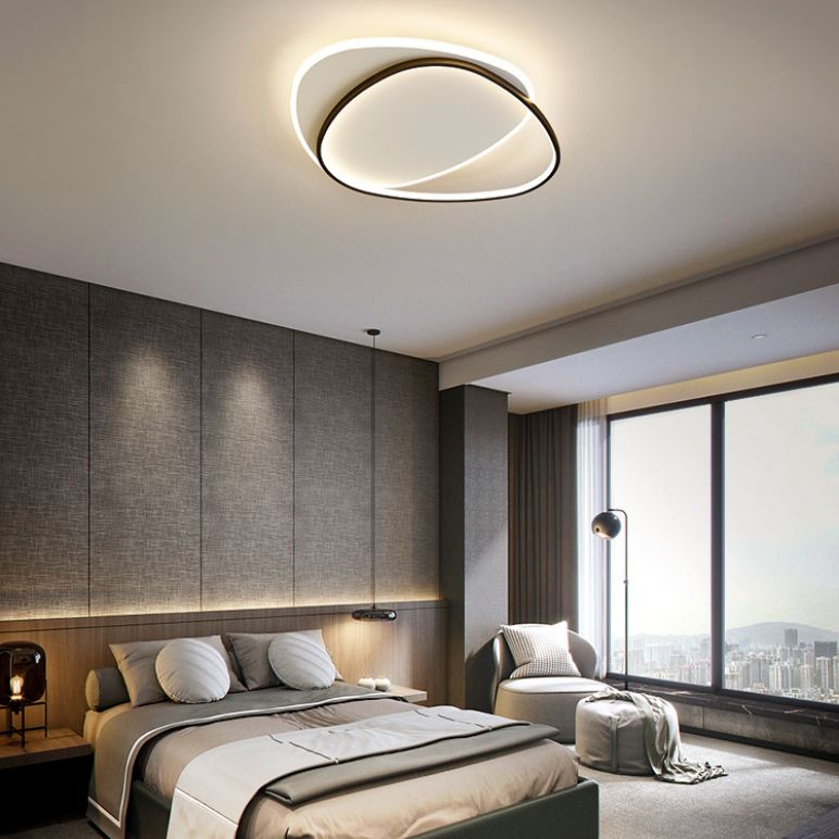 Moderne Concise Oval LED Ceiling Light Wrought Iron Flush Mount avec Acrylic Shade