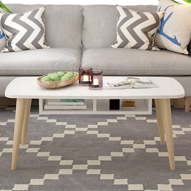 Rectangular Wood 4 Legs 1 Single Coffee Cocktail Table - 16.34" H