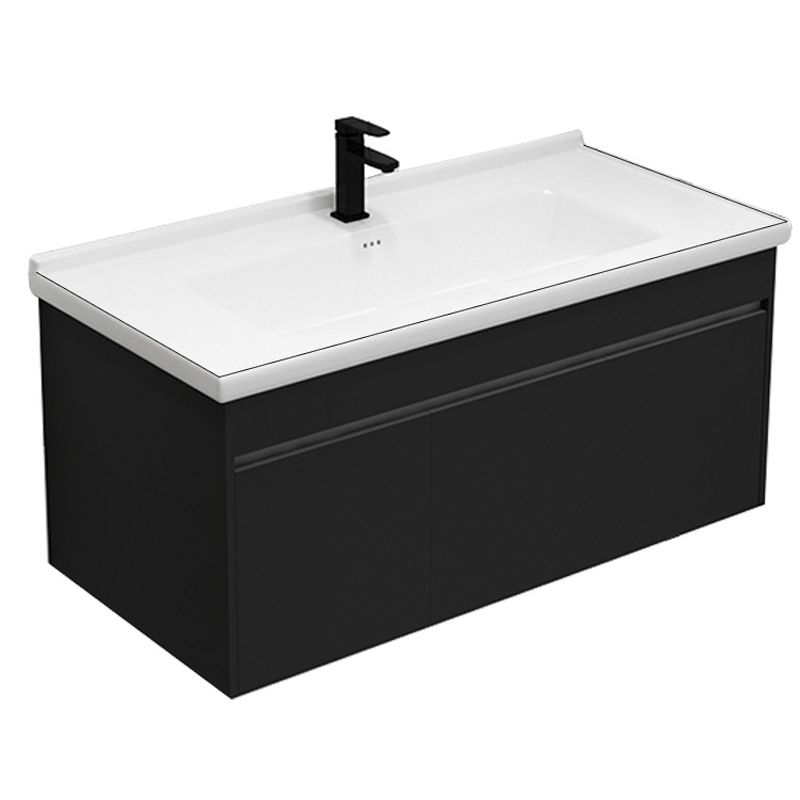 Contemporary Black Bath Vanity Metal Open Console with Sink Set