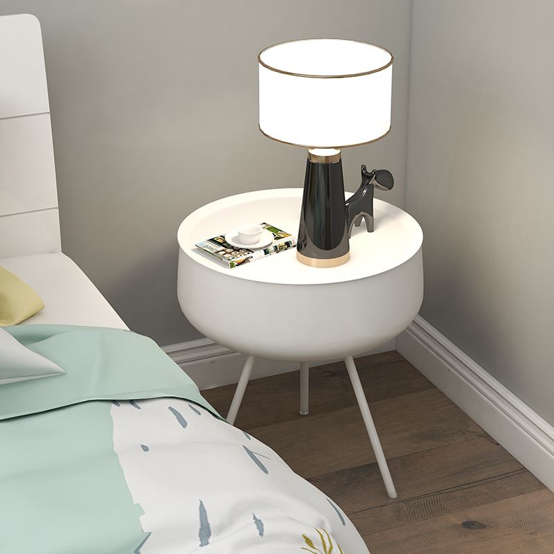 Modern 20'' Tall Bed Nightstand Metal Open Storage Leg Inchuded Accent Table Nightstand