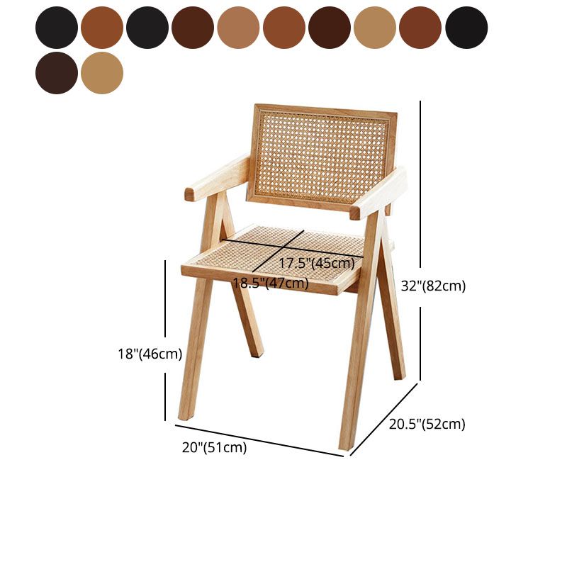 Modern Home Dining Arm Chair Rubberwood Open Back Dining Side Chair