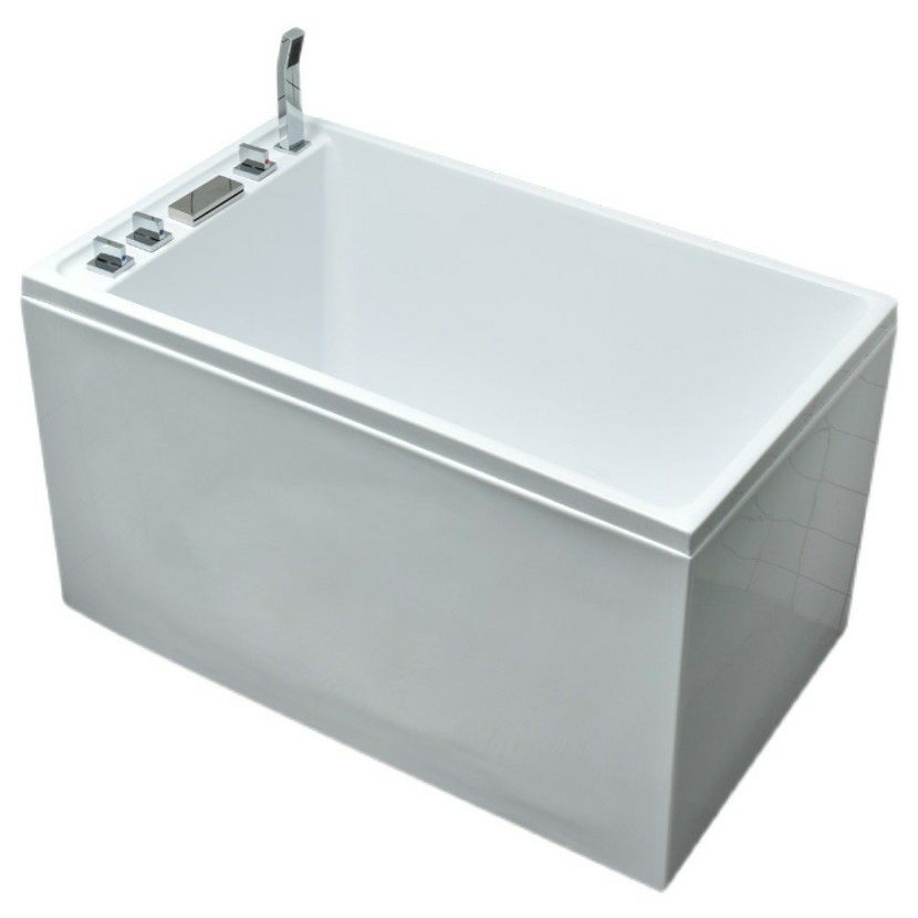 Acrylic Modern Bath Freestanding Soaking White Rectangular Bathtub