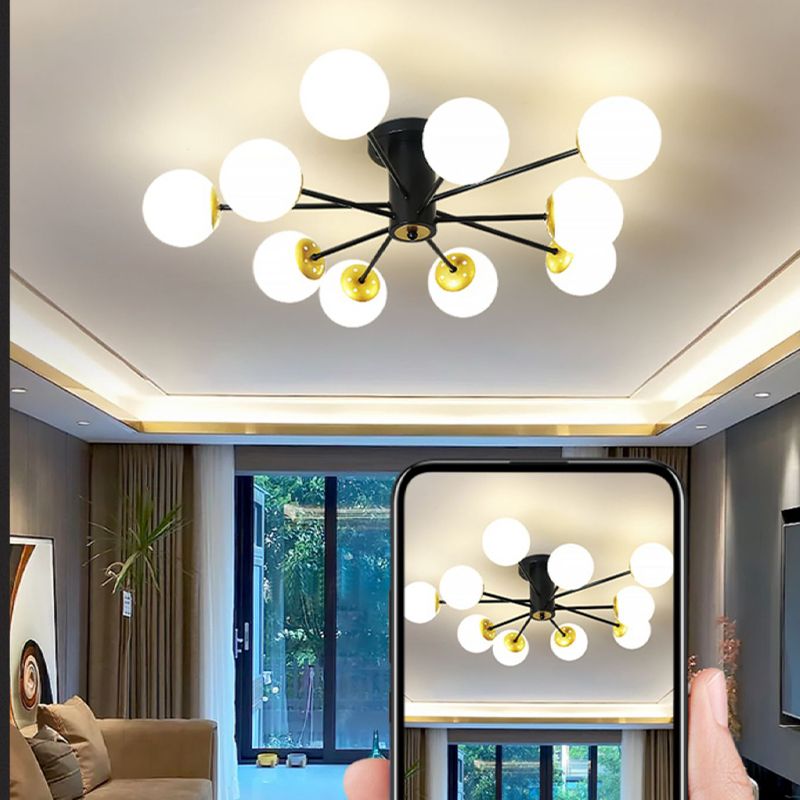 Nordic Style Iron Ceiling Light Ball Shape Shade Ceiling Lamp for Bedroom