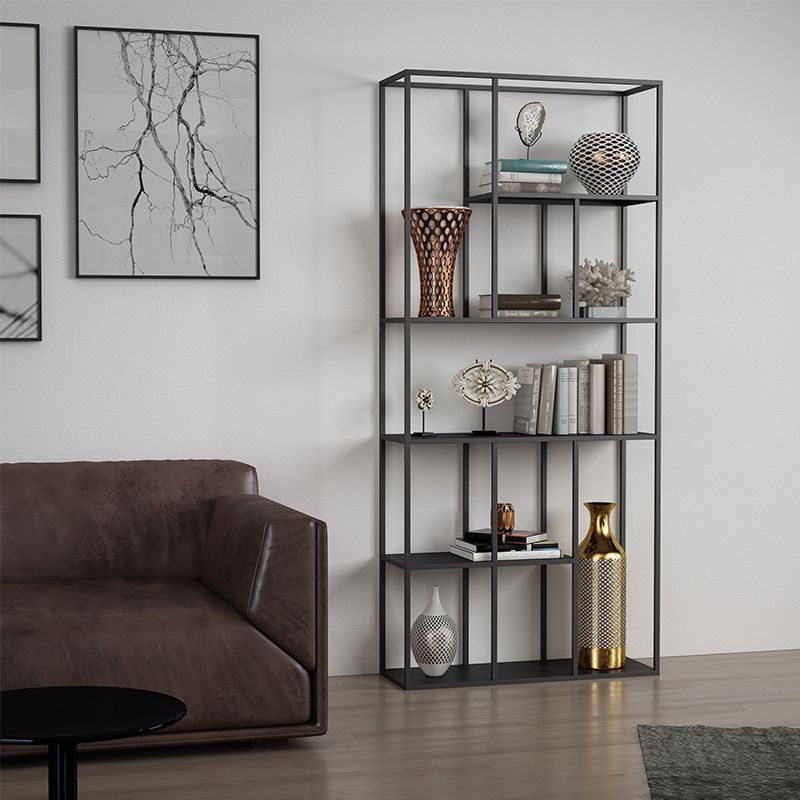 Metal Standard Bookcase Contemporary Style Open Back Bookshelf for Home Office