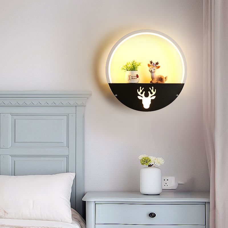 Nordic Style Iron Wall Light Round Shape LED Wall Lamp with Silica Gel Shade for Bedroom