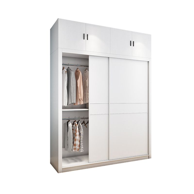 Contemporary Style Wardrobe Armoire White Engineered Wood Wardrobe with Drawer