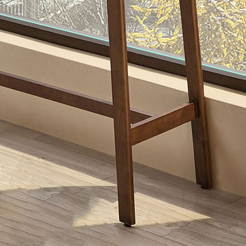 Contemporary Bar Dining Table Rectangle Wood Bar Table Trestle Base in Brown
