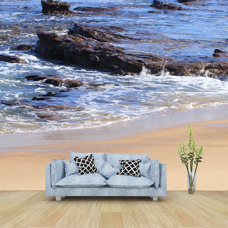 Sandy Beach View Mural Decoration for Interior Room, Moisture Resistant