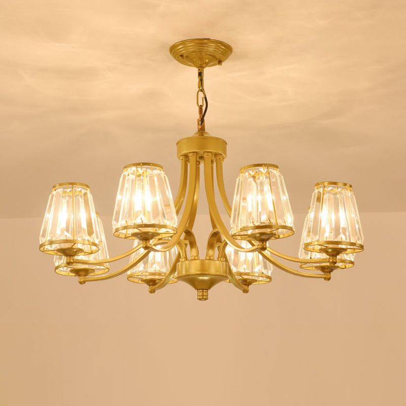 Crystal Prism Hanging Chandelier Conical Traditional Style Pendant Lighting Fixture