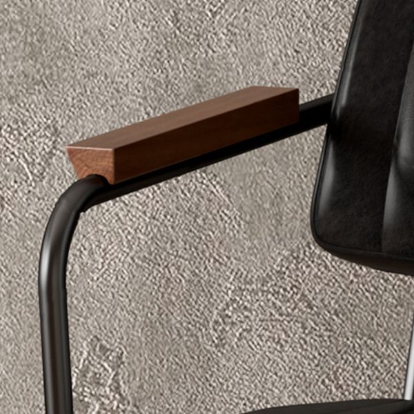 Industrial Style Arm Chair Leather Open Back Dining Chair for Home