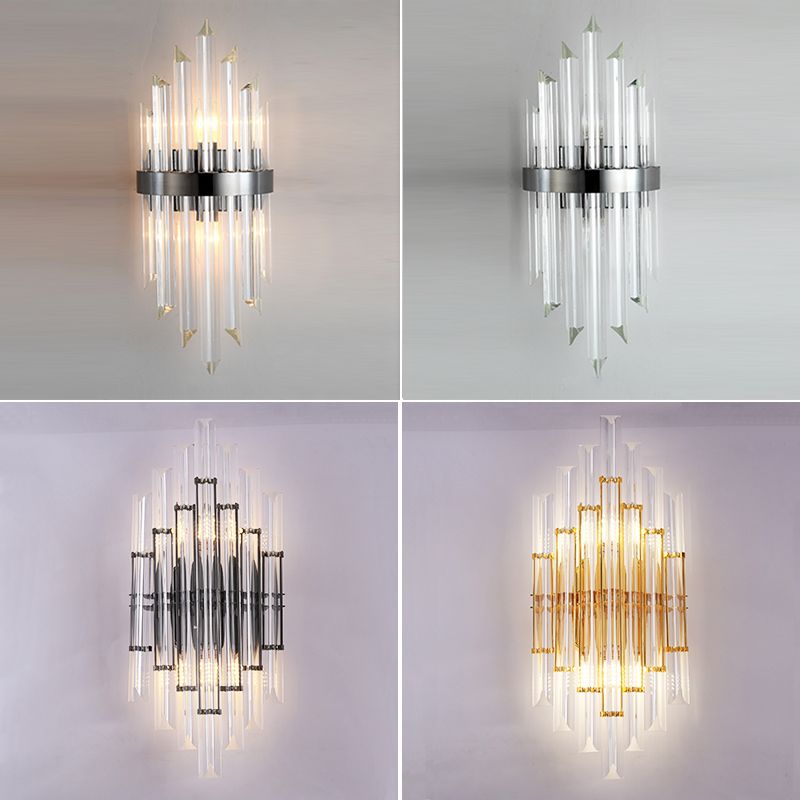 Simplicidad Luz de luz Spline con lámpara de pared posmoderna de sombra de cristal transparente