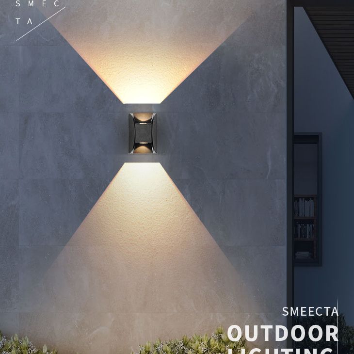 Black LED Wall Sconce in Modern Creative Style Aluminium Waterproof Spotlight with Glass Shade