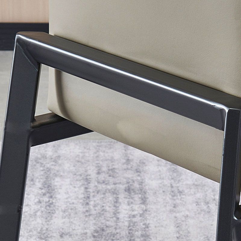 Contemporary Metal Kitchen Dining Chair Faux Leather Side Chair