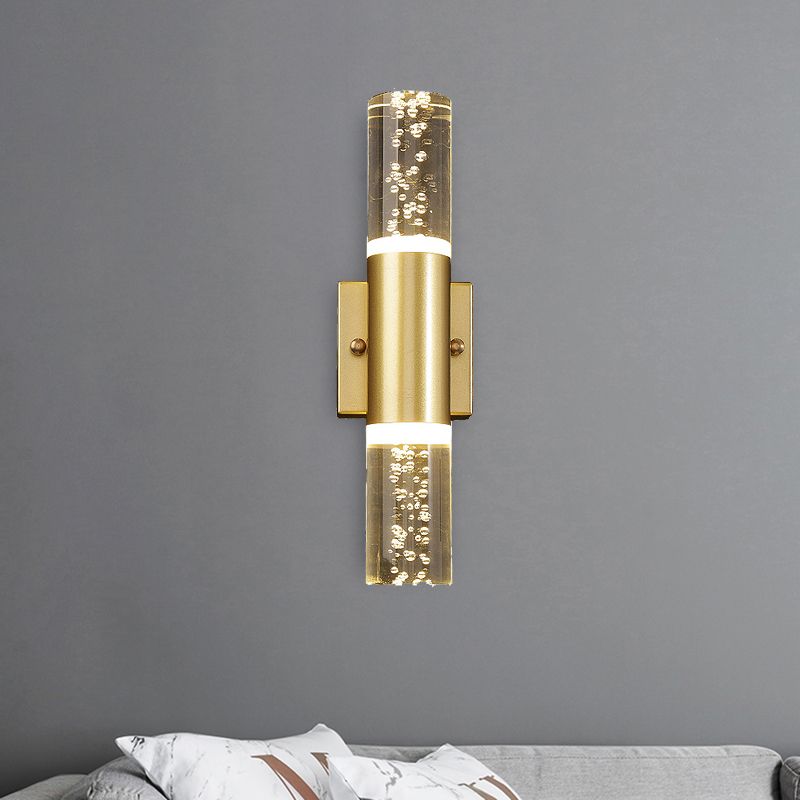 Bubble Crystal Gold Wall Light Cilinder 1/2/3 koppen Minimalistische LED -wandlamp voor de woonkamer