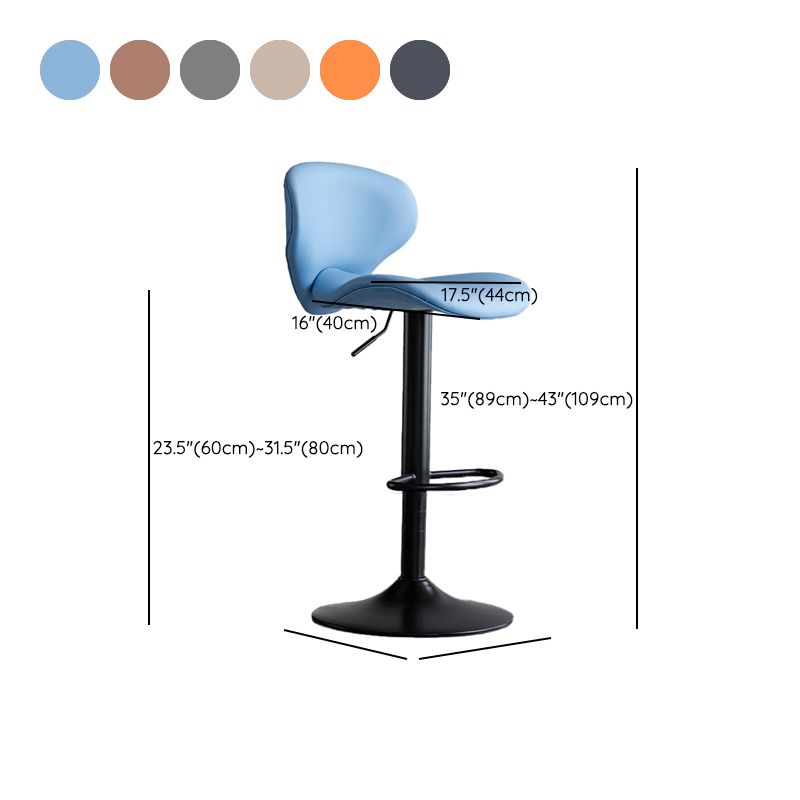 Swivel Adjustable Height Bar Stool Industrial Faux Leather Bar Stool with Footrest