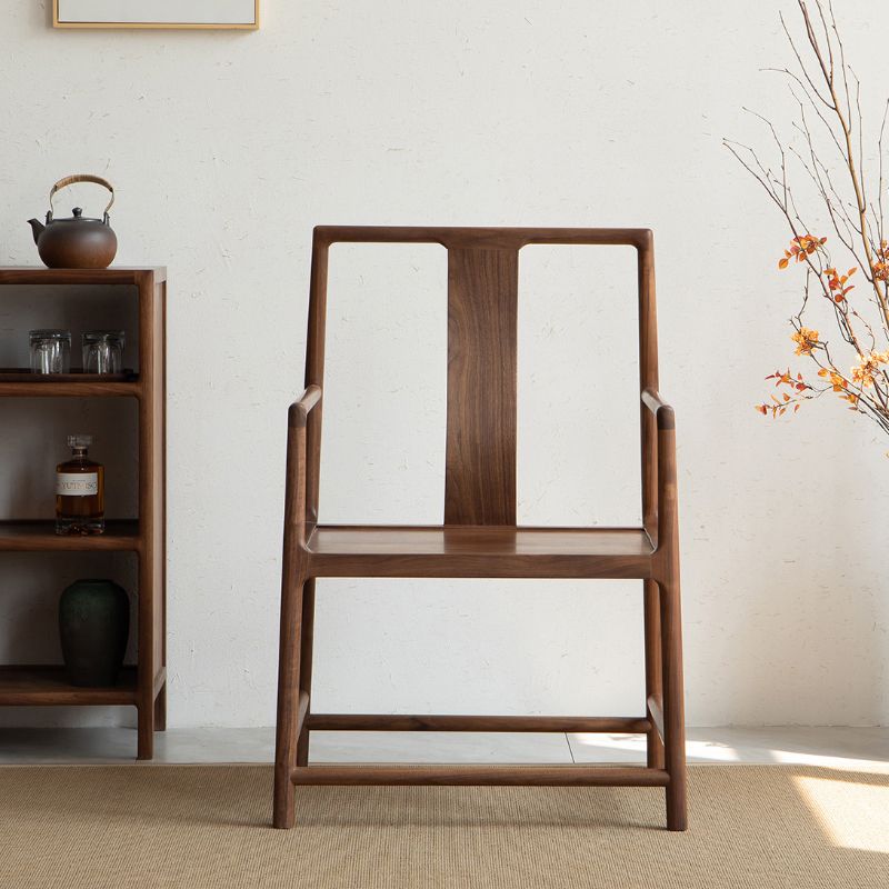 Traditional Style Dining Chair Solid Wood Arm High Back Chair for Home