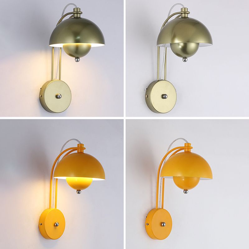 Dome Wall Sconce Lighting Modern Style Metal 1 Light Wall Mounted Light
