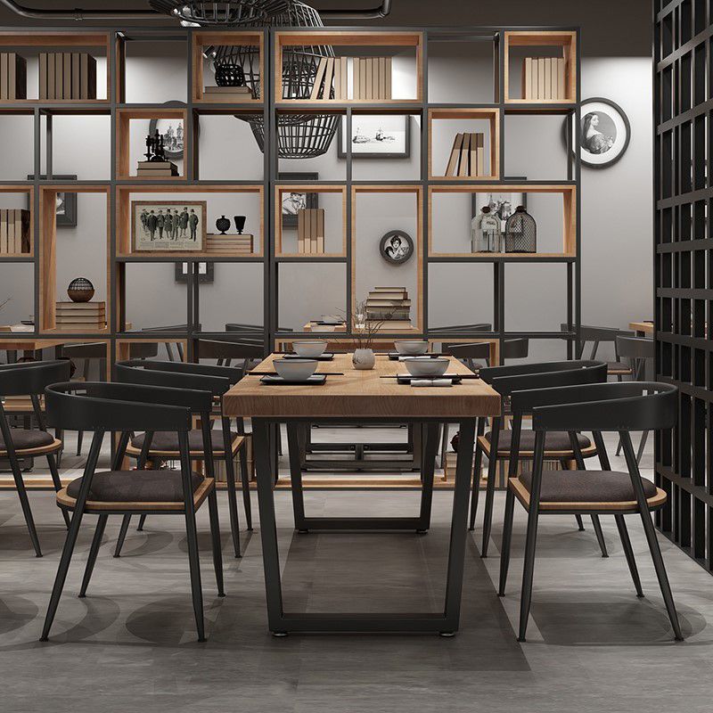 Industrial Style Dining Table Solid Wood Rectangle Table for Dining Room