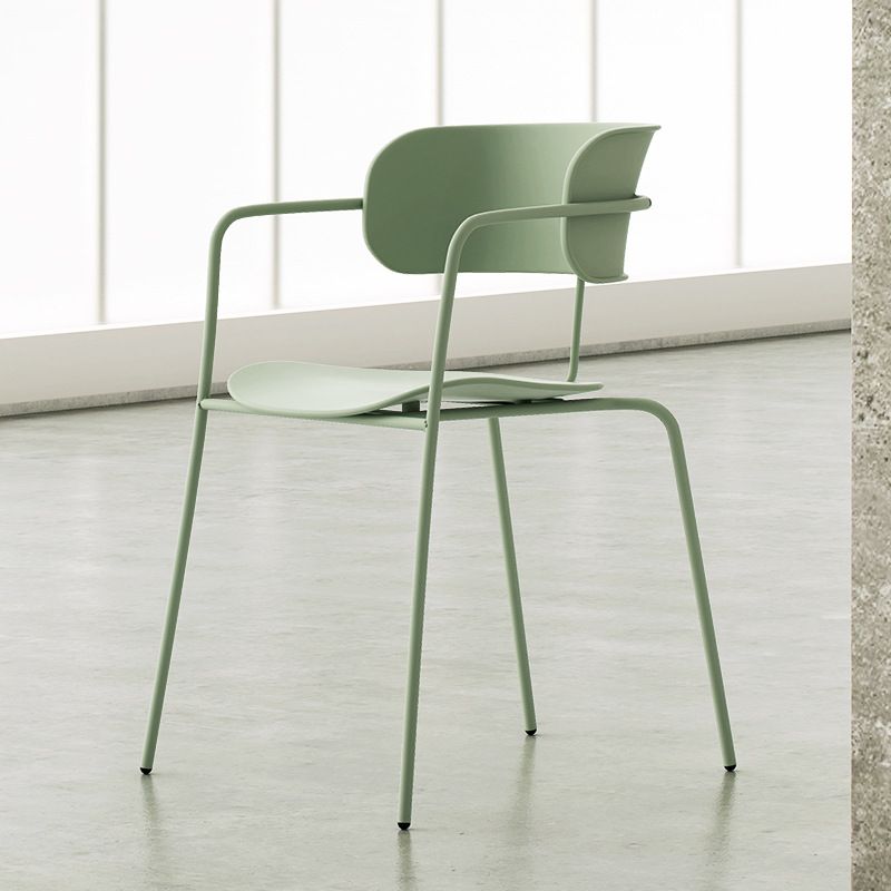 Contemporary Metal Dining Room Chair Arm Open Back Dining Side Chair for Dining Room