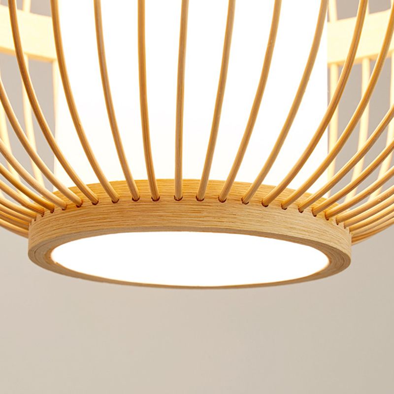 1-Light Bamboo Suspension Pendant Light Japanese Down Mini Pendant for Tea Room