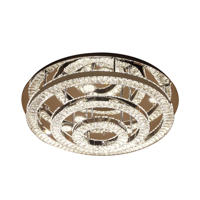Lámpara empotrada de anillo LED, iluminación empotrada de cristal cromado de estilo moderno para dormitorio, 21,5 "/31,5" de ancho