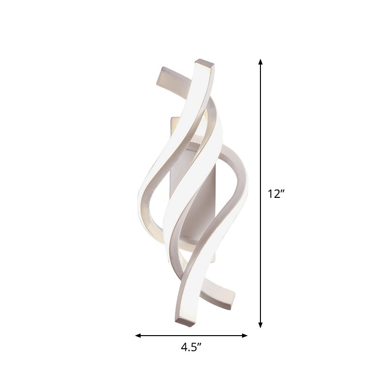 Luz de luz acrílica retorcida simplicidad lámpara de pared led blanca en luz cálida/blanca