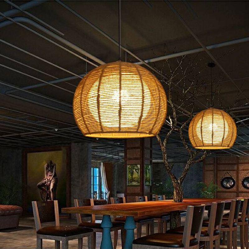 Japanisches Seil Anhänger Licht 1 Licht Global Hanging Deckenleuchte für Esszimmer