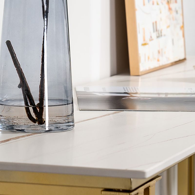 Industrial Bar Height Table Stone Top Bistro Bar Table with Gold Base