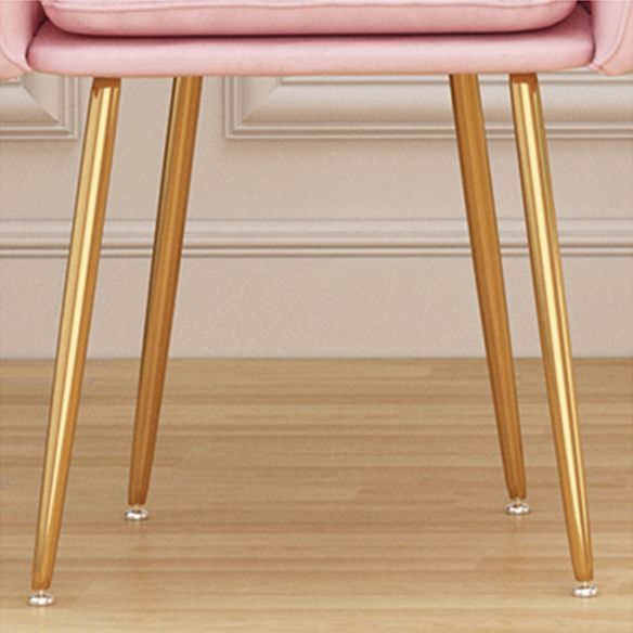Scandinavian Dining Chair Solid Back Side Chair with 4 Metal Legs for Home Use