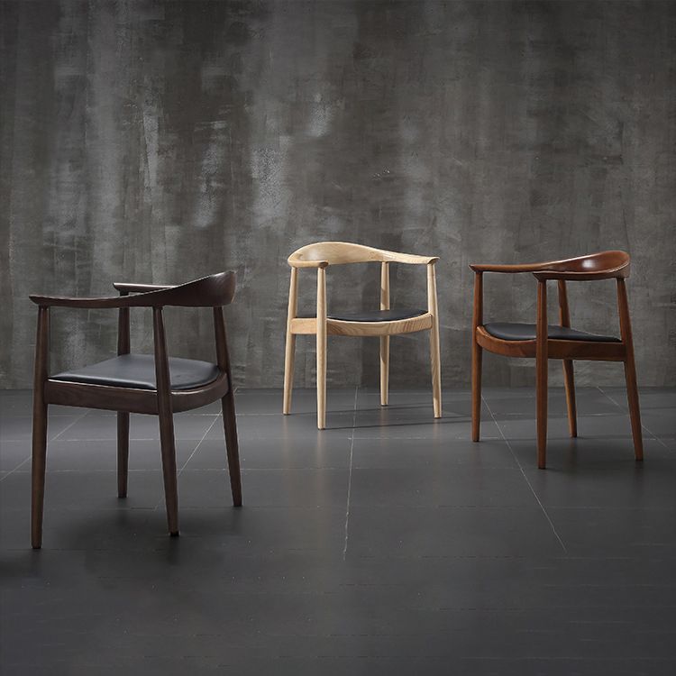Silla lateral interior escandinava tapizada Silla de comedor de madera con respaldo abierto