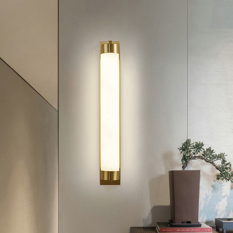 Chinese Brass Wall Light Gold LED Wall Sconce with Mica for Living Room
