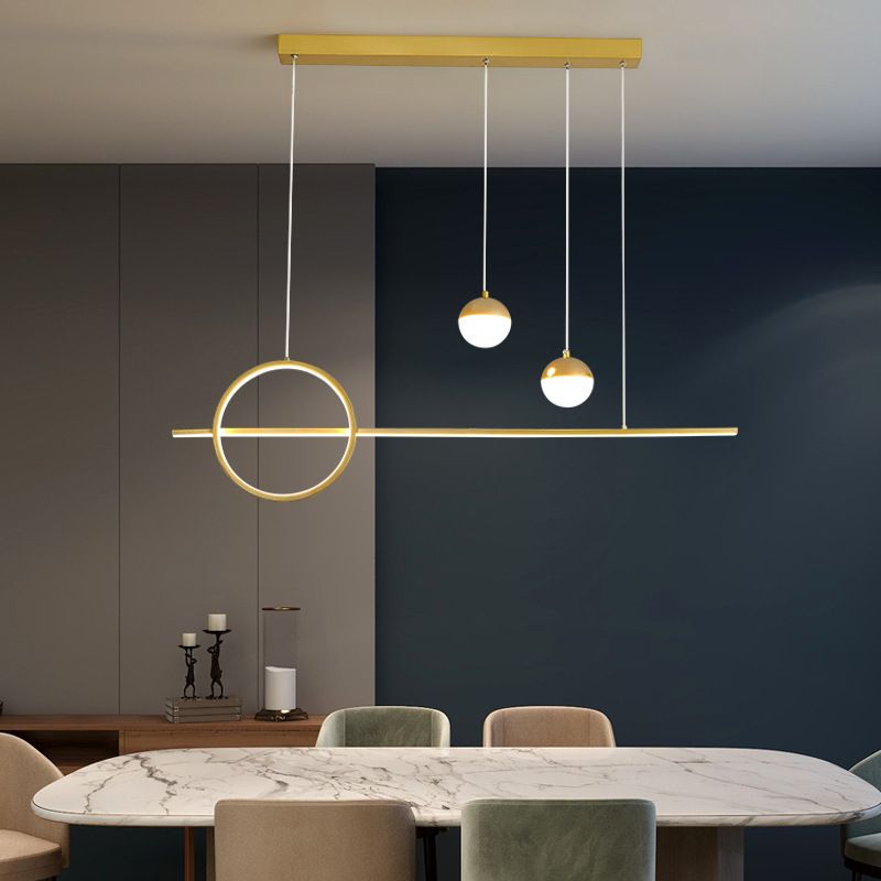 Metal and Acrylic Pendant Ceiling in Black / Gold Post Modern Kitchen Island Fixture