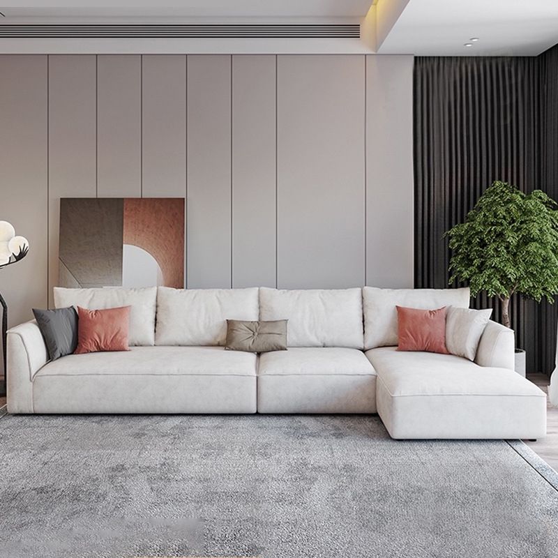 Beige 4-seat Flared Arm Sectional Scandinavian L-shape Sectional