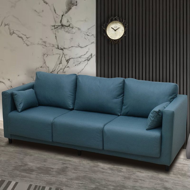 Modern Faux Leather/Linen Sofa Square Arm Couch for Living Room