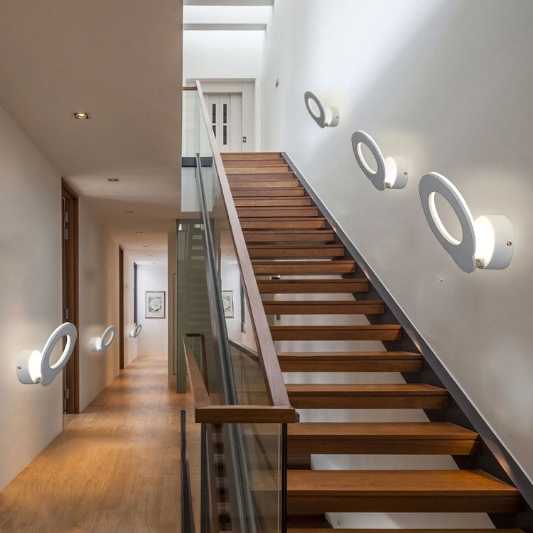 Iluminación de pared círculo/forma cuadrada minimalismo lámpara de pared blanca de aluminio LED en iluminación cálida/natural