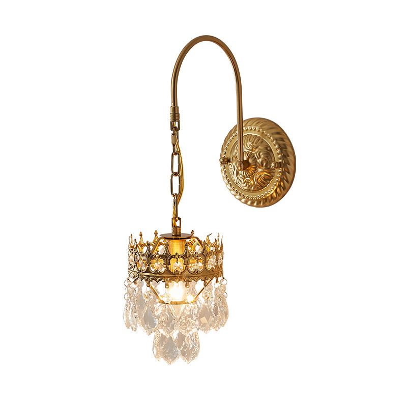 Crystal Hanging Wall Sconce in Modern Unique Style Wrought Iron Wall Lamp for Interior Spaces