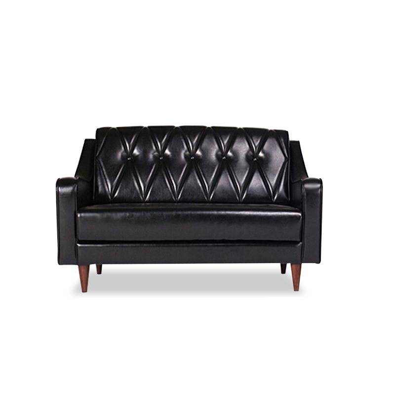 Glam Tufted Split-Back Sloped Arm Faux Leather Stain Resistant Sofa