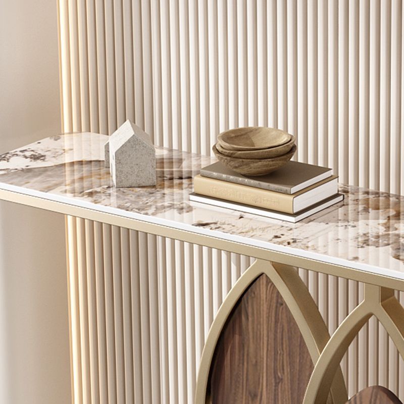 Stain Resistant Glam Marble/metal Rectangle Console Table in Brown/blue