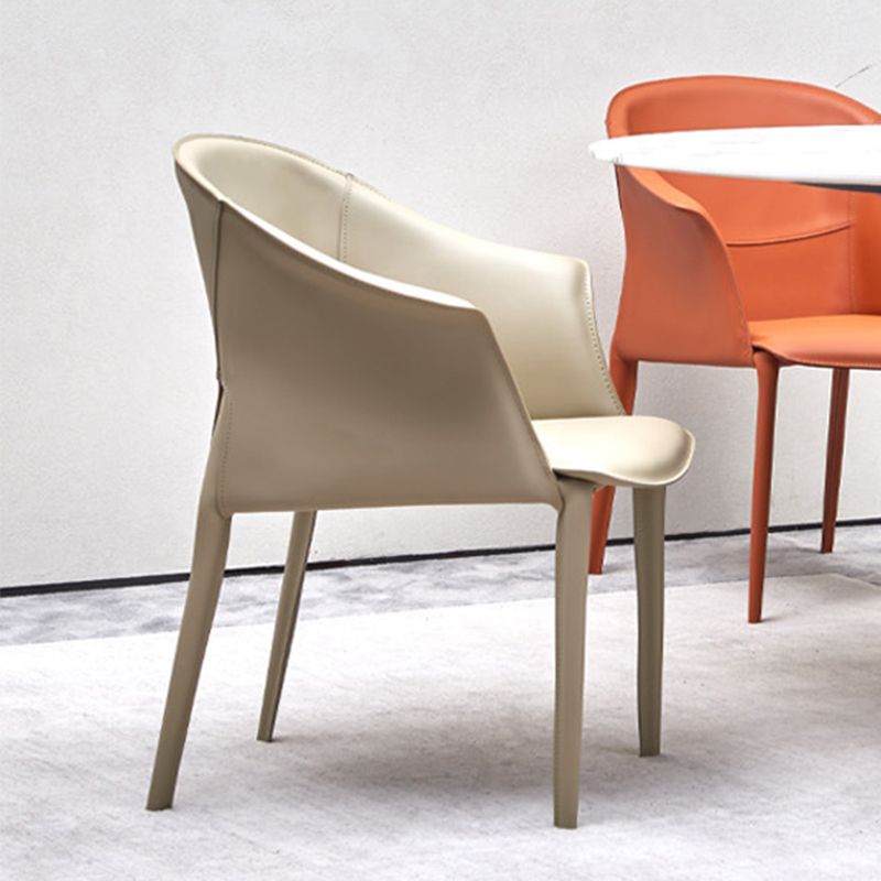 Contemporary Upholstered Arm Chair Solid Back Dining Chair for Dining Room