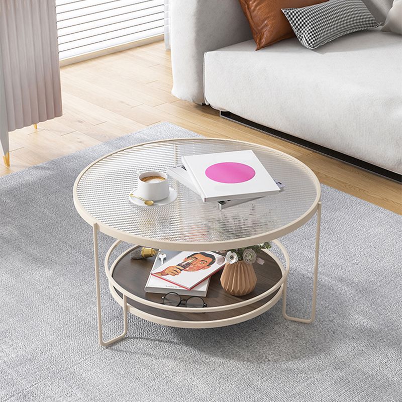 Modern Single Coffee Table Glass Coffee Table with Storage Shelf