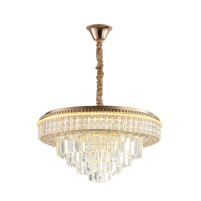 Clear Crystal Prisms Taper Chandelier Contemporary Dinning Room LED Suspension Pendant