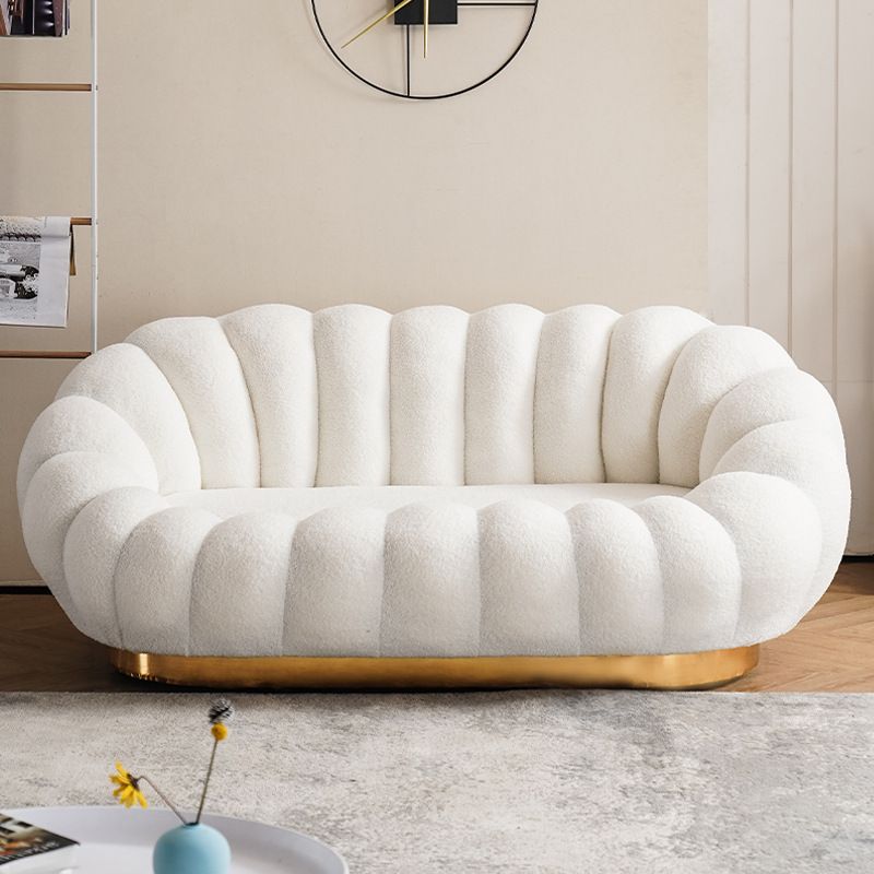 Modern Solid Color Curved Sofa with Sloped Arms for Bedroom Living Room